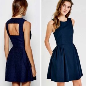 Jack Wills Navy Blue Fit and Flare Mini Dress with Back Cut Out Size 8